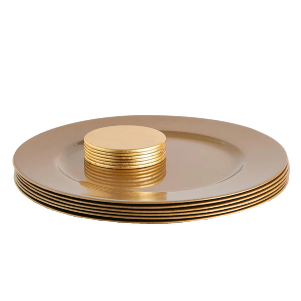 Argon Tableware 12pc Metallic Charger Plates Set | By Argon Tableware