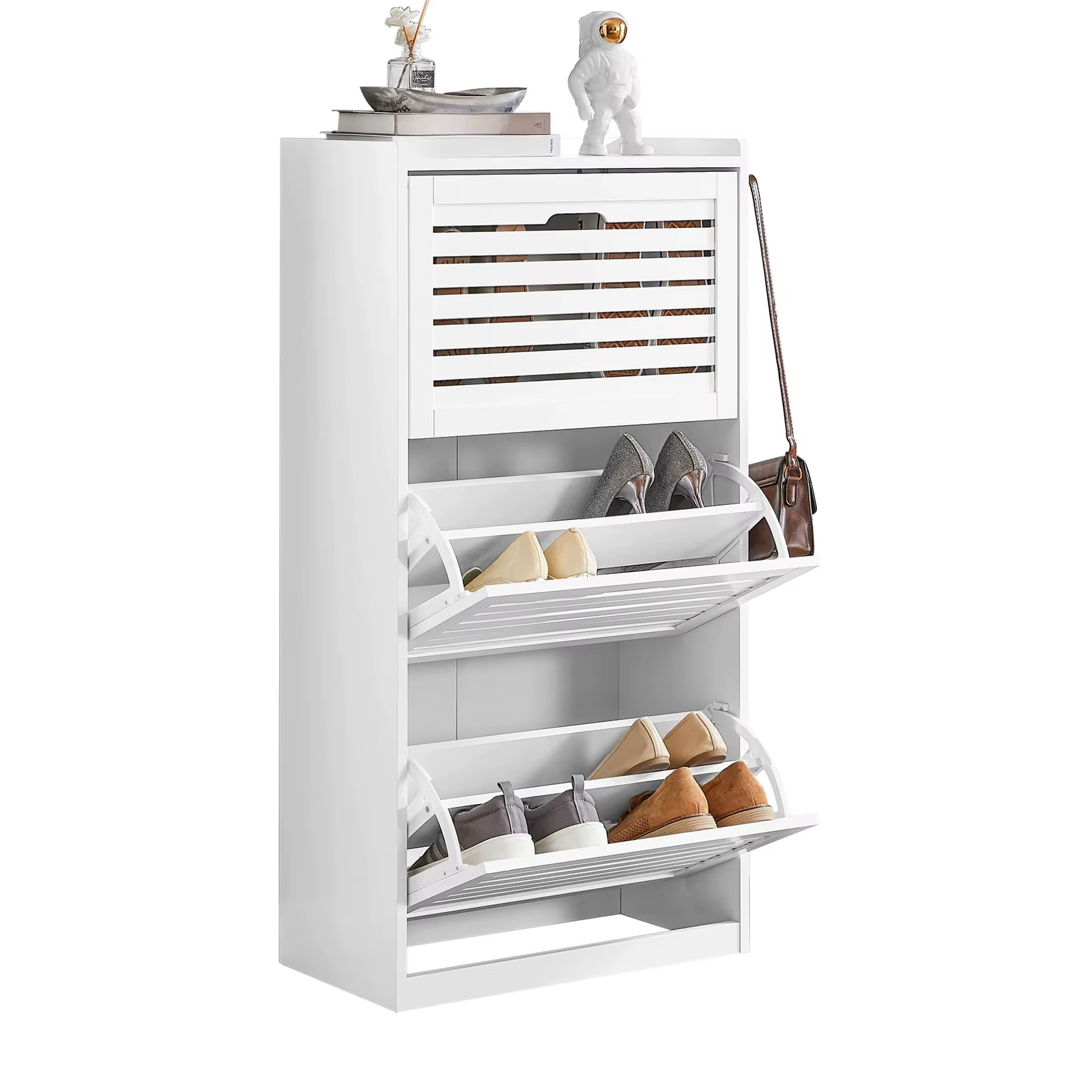 SOBUY Shoe Storage Cupboard Organizer - White