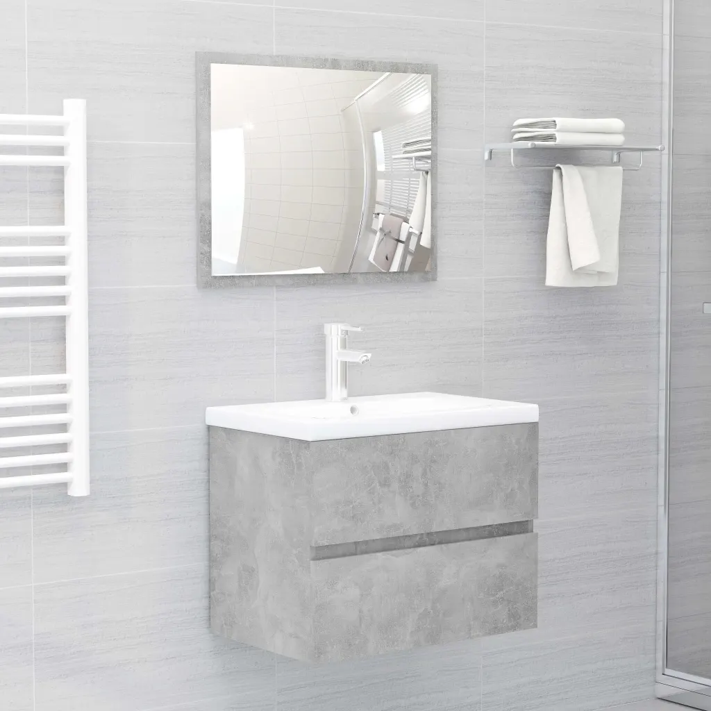 VidaXL Bathroom Furniture Set Concrete Grey Chipboard