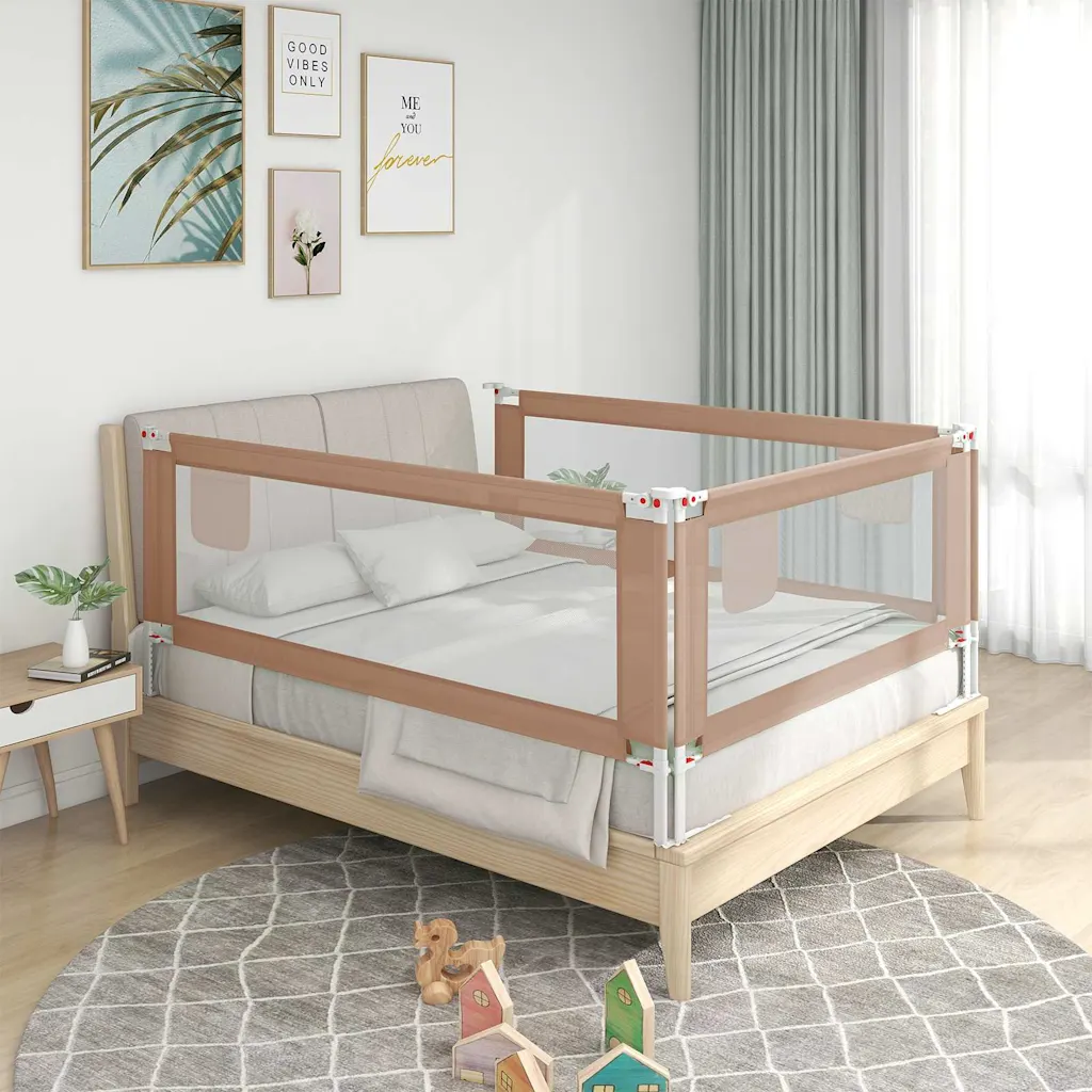 VidaXL Toddler Safety Bed Rail Taupe 120x25 cm Fabric