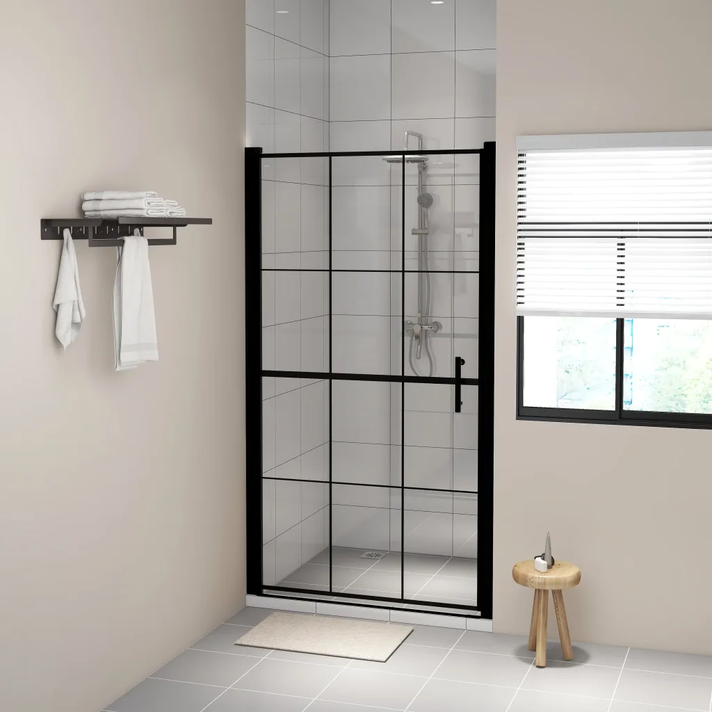 VidaXL Shower Door Tempered Glass 100x178 cm Black