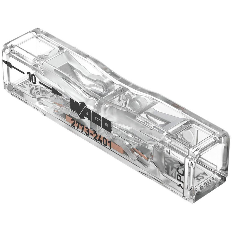 WAGO 2773 2-Way Inline Push-Wire Connectors 32A 0.75-4mm² (20 Pack) in Clear