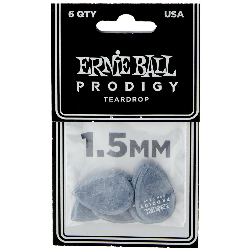 Ernie Ball [genuine Product] Ernie Ball 9330 Guitar Pick Black Teardrop Prodigy Teardrop 1.5mm Delrin Black 6 Pieces Pack