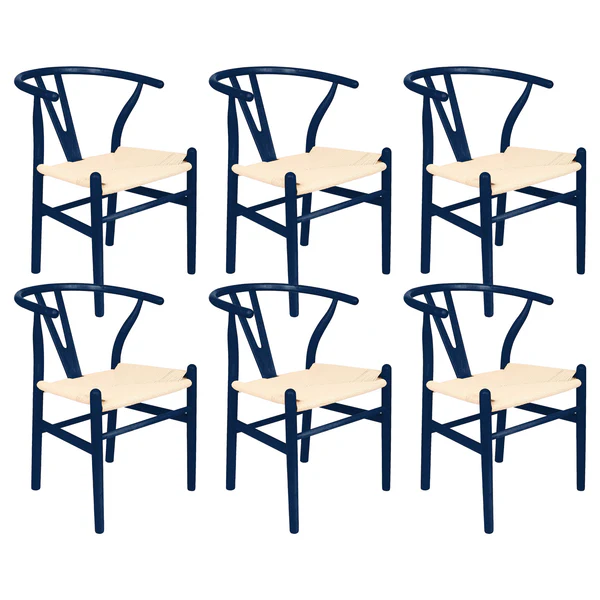 Beech Wooden Wishbone Dining Chairs - Natural - Set of 6