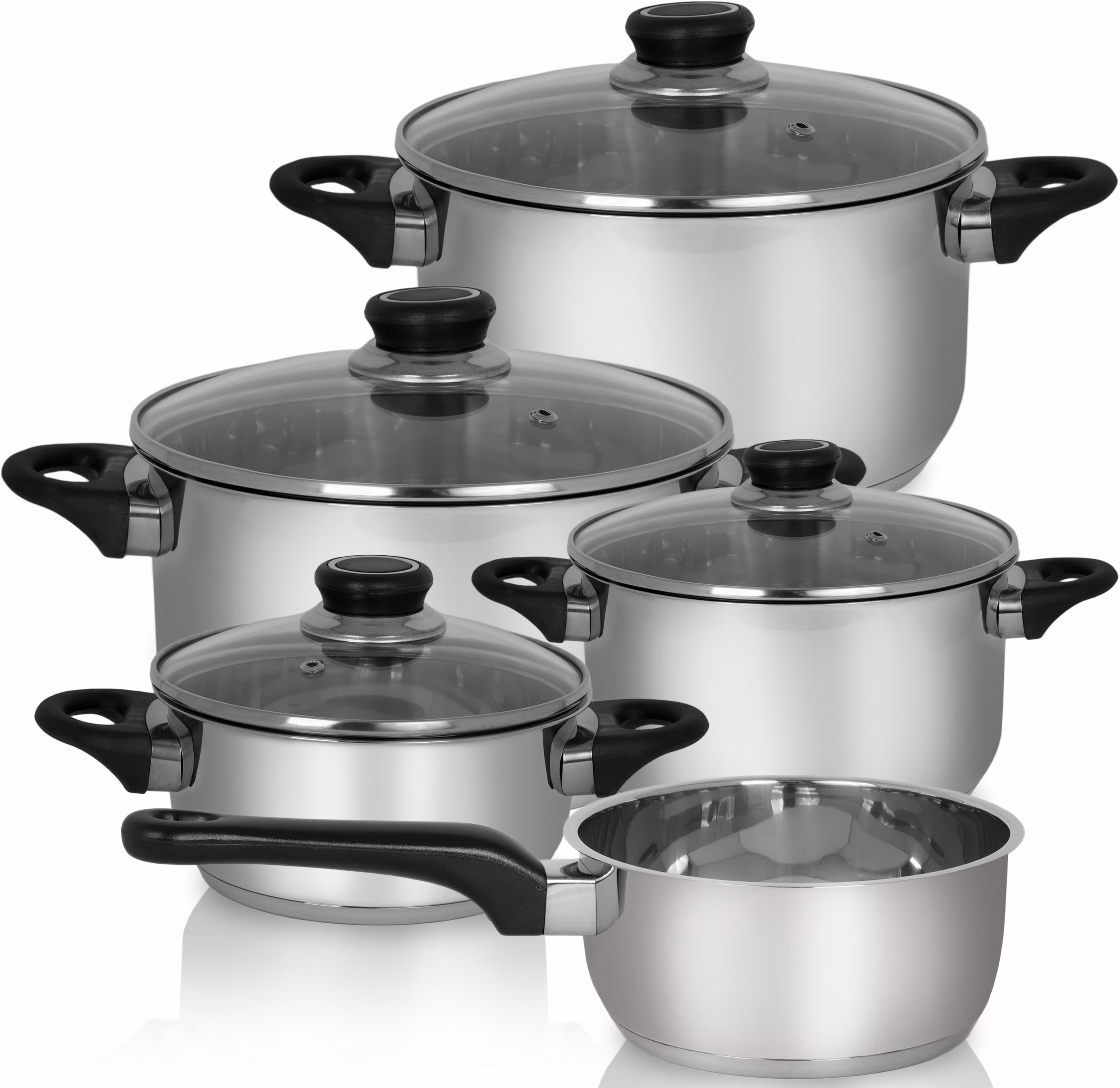 Kruger Apollo 5 Piece Stainless Steel Cookware Set gray