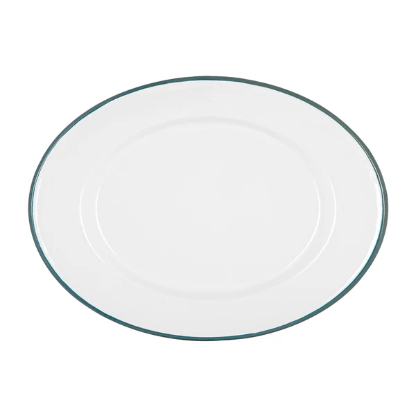 Argon Tableware White Enamel Serving Platter - 30.5Cm X 22.5Cm - Green