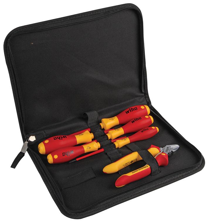 Wiha Tools 7 Piece Electrician's Tool Kit Tool Kit with Pouch, VDE Approved