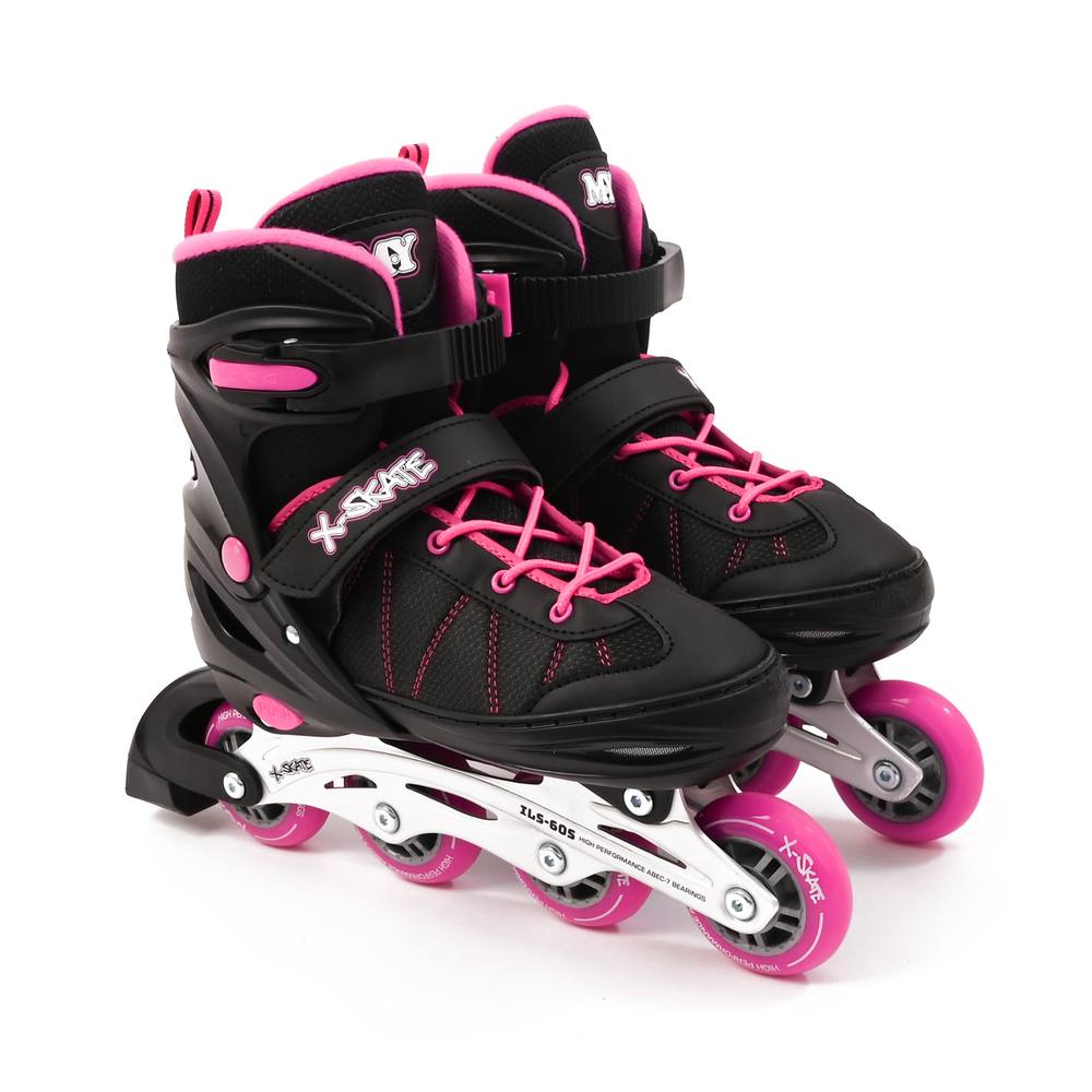 M.Y Adjustable Inline Roller Skates With Built In Adjusters For Boys & Girls In Pink