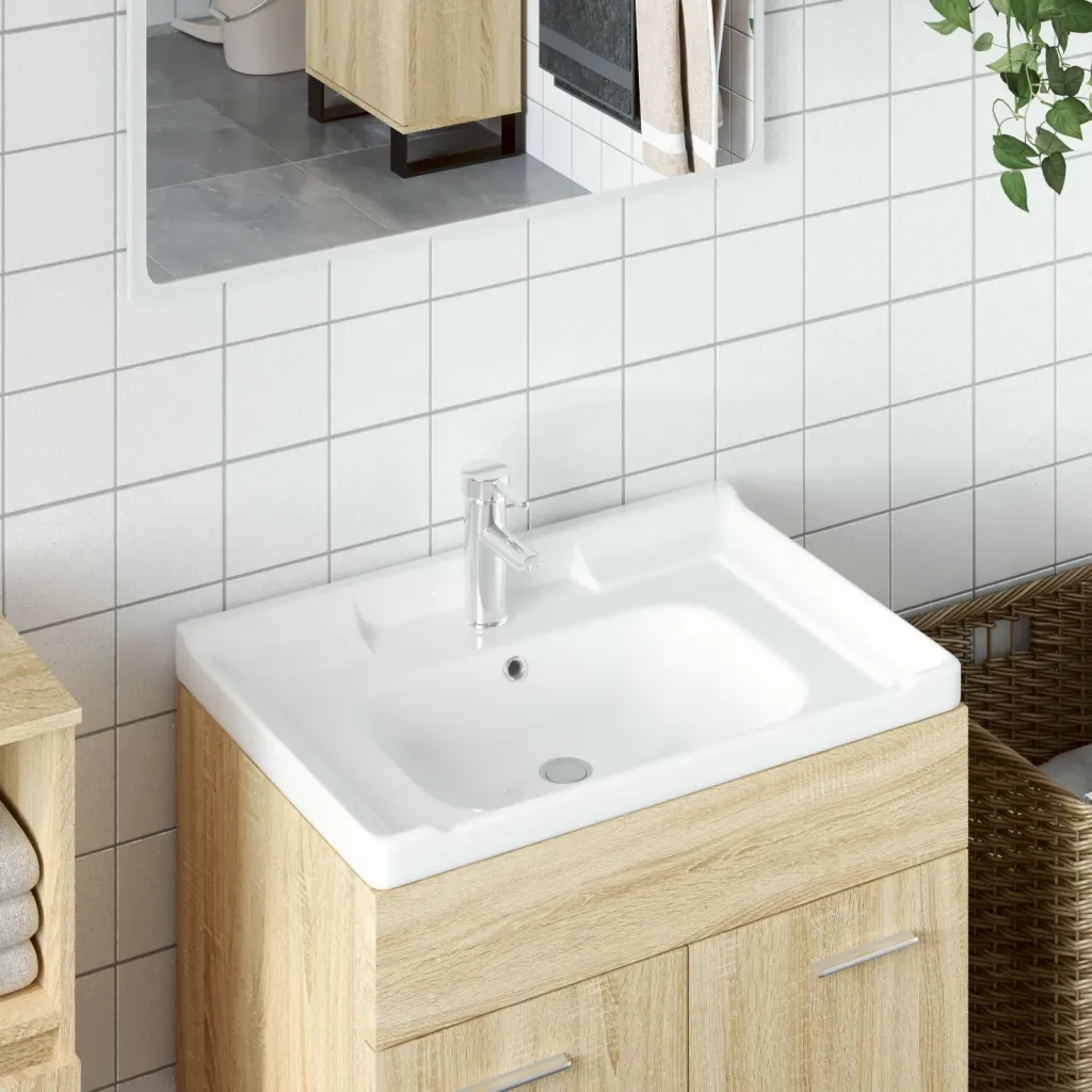 VidaXL (71 x 48 x 23 cm) vidaXL Bathroom Sink Toilet Basin Sink Wash Basin White Rectangular Ceramic