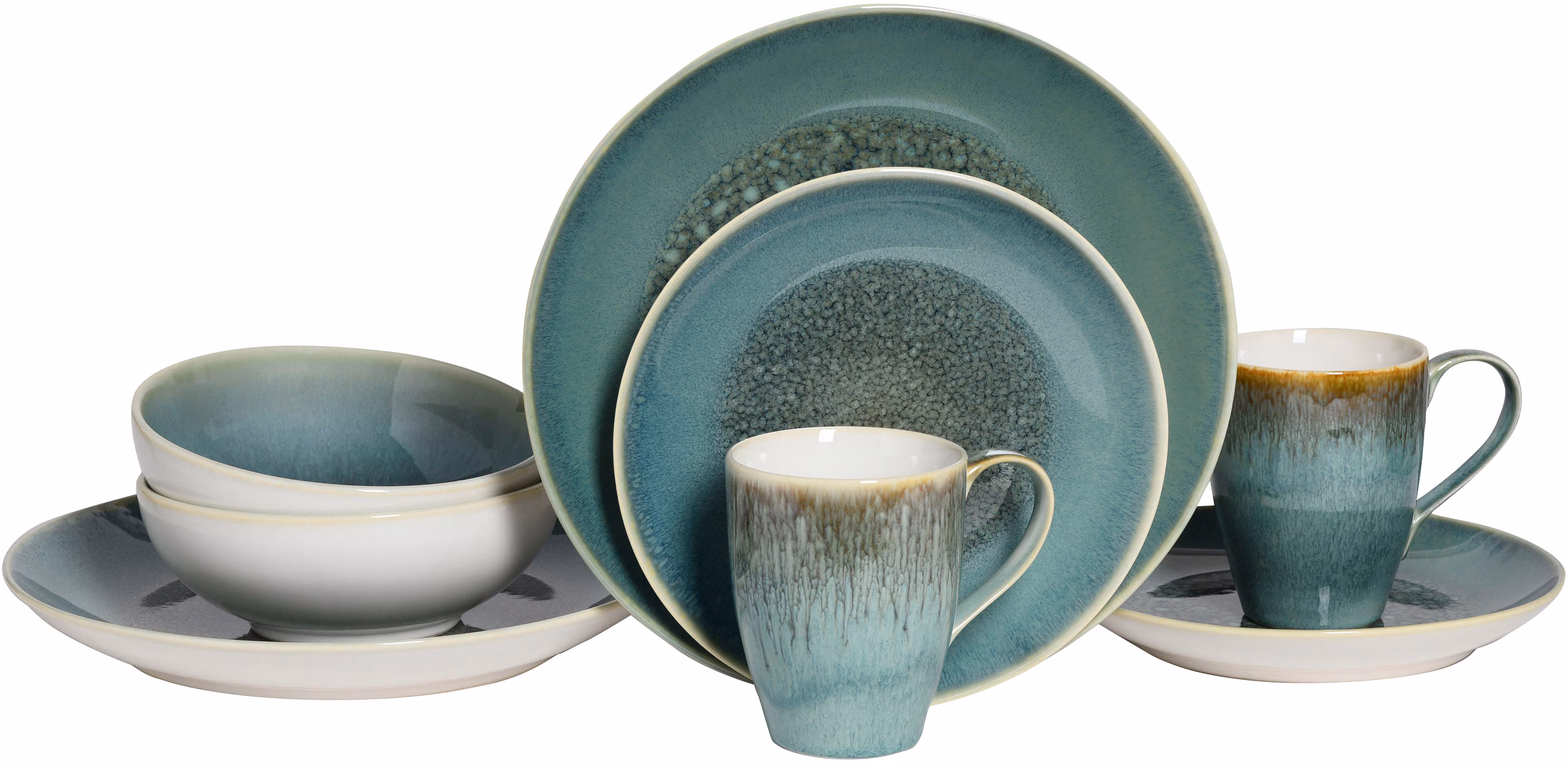 Creatable 25864, Caldera Sand collection, 8 piece dinnerware set green