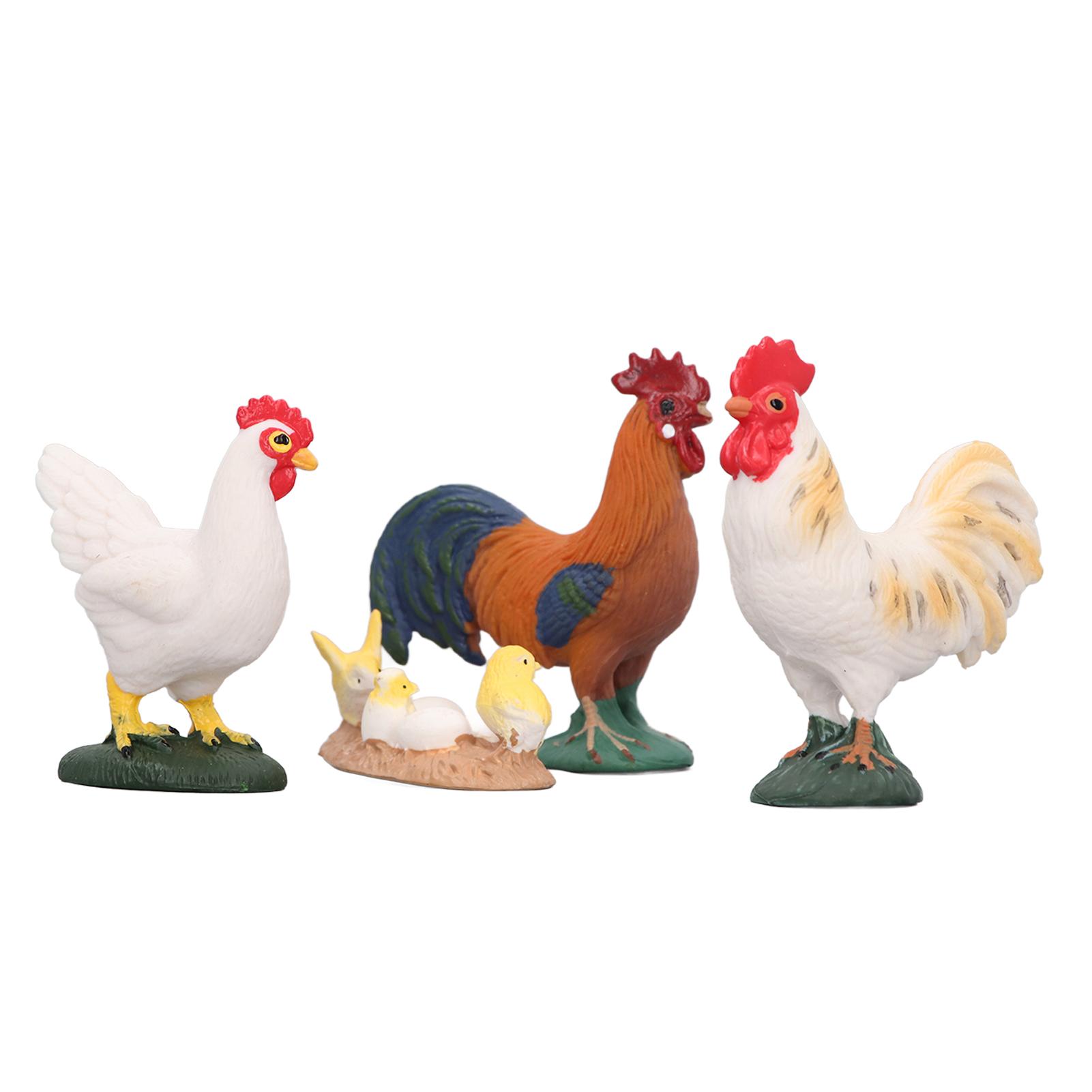 ZEBLAZE 4pcs Simulated Farm Chicken Figurines Set Rooster Hen Chicks Decoration Farm Animals Figurines for