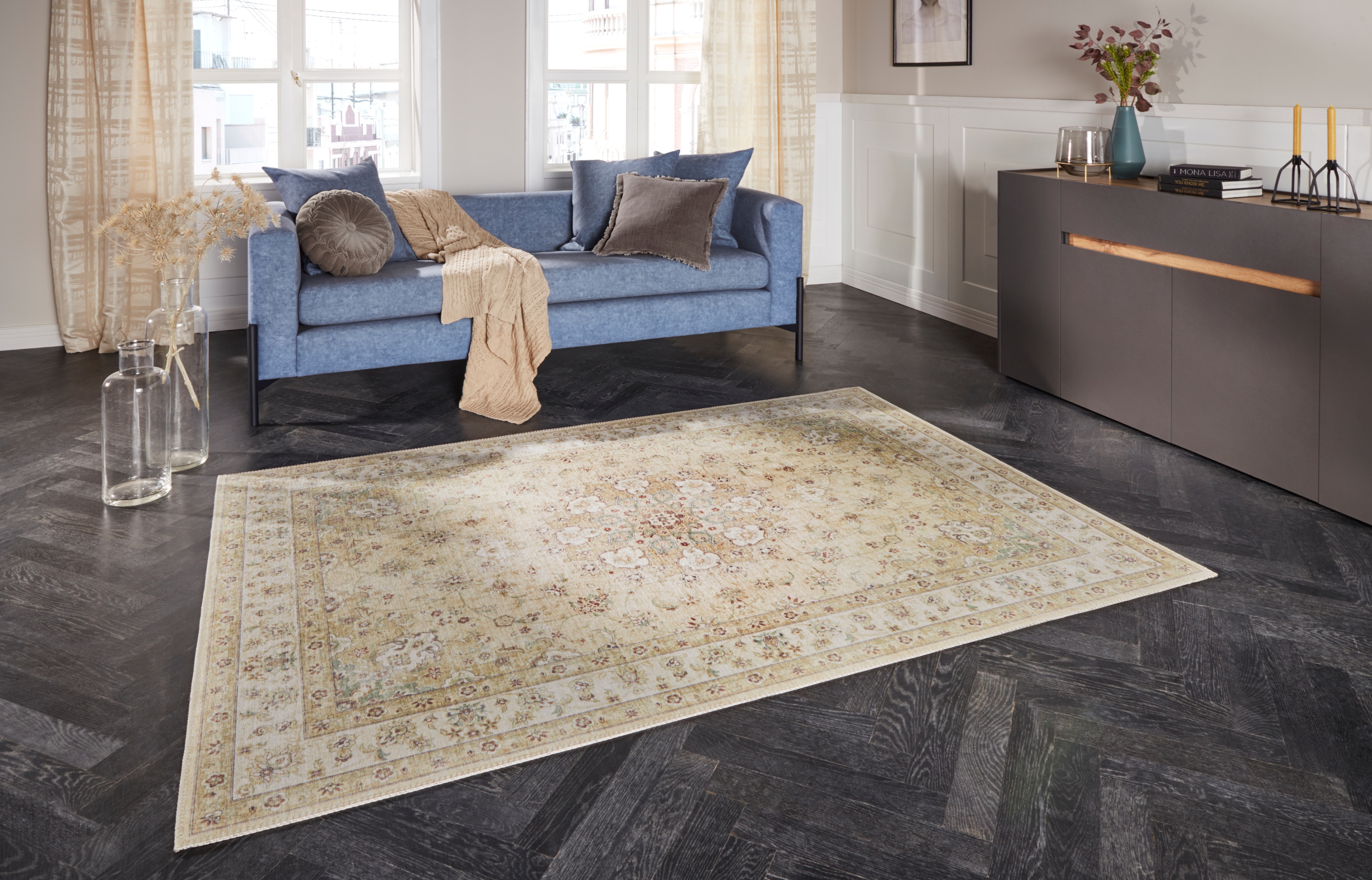 Elle Decor Nain Tufted Golden Yellow Rug white