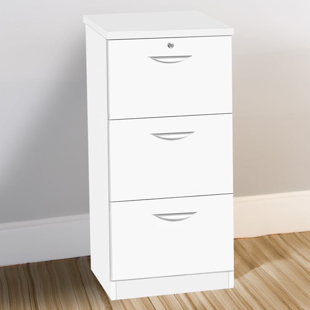 R White Cabinets 3 Drawer White Filing Cabinet