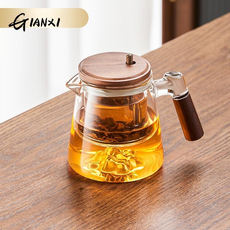 Bestbags Home And Kitchen Puer Tea Teapots Coffee And Tea Tableware Wooden Handle Coffee Kettle 650ML Transparent Glass Tea pot
