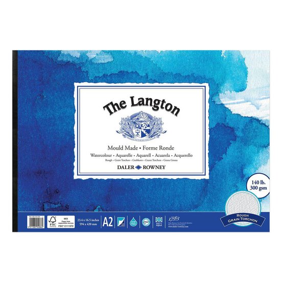 Daler-Rowney Langton A2 Watercolour Rough Pad 300gsm 12 White Sheets