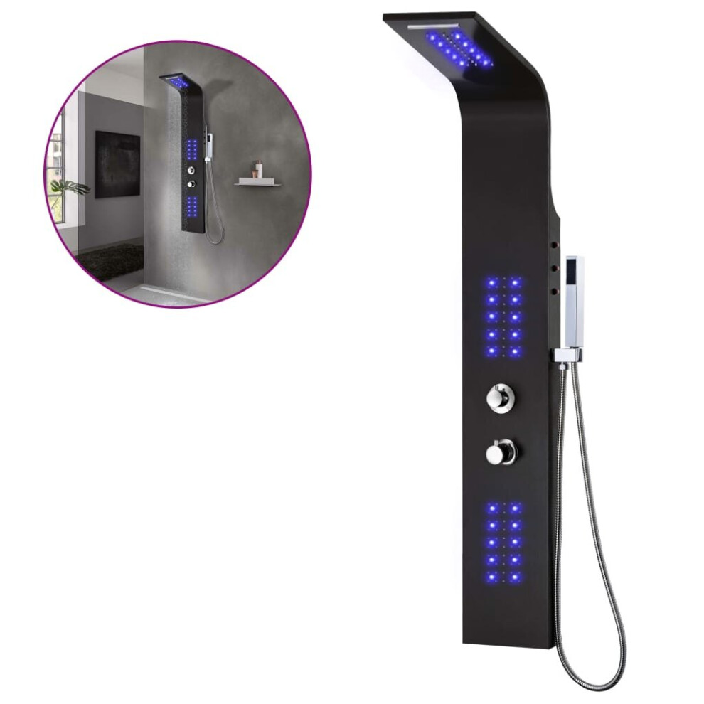 VidaXL Shower Panel Unit Aluminium 20x44x130 cm Black