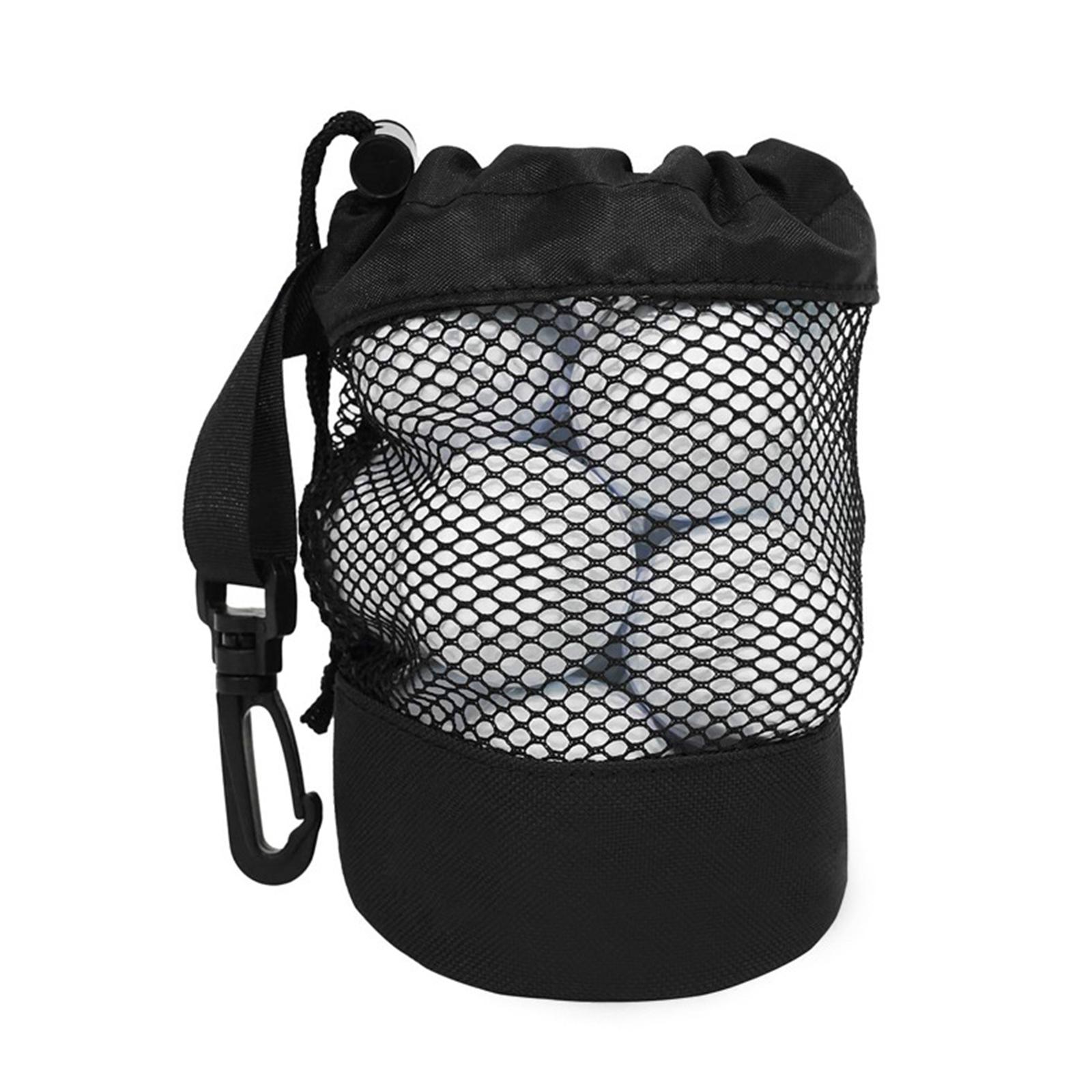 NATAWA Multipurpose Golf Ball Bags Drawstring Golf Ball Pouch Carrying Portable Holder Nylon Mesh for Fitness Sport Outdoor Laundry black