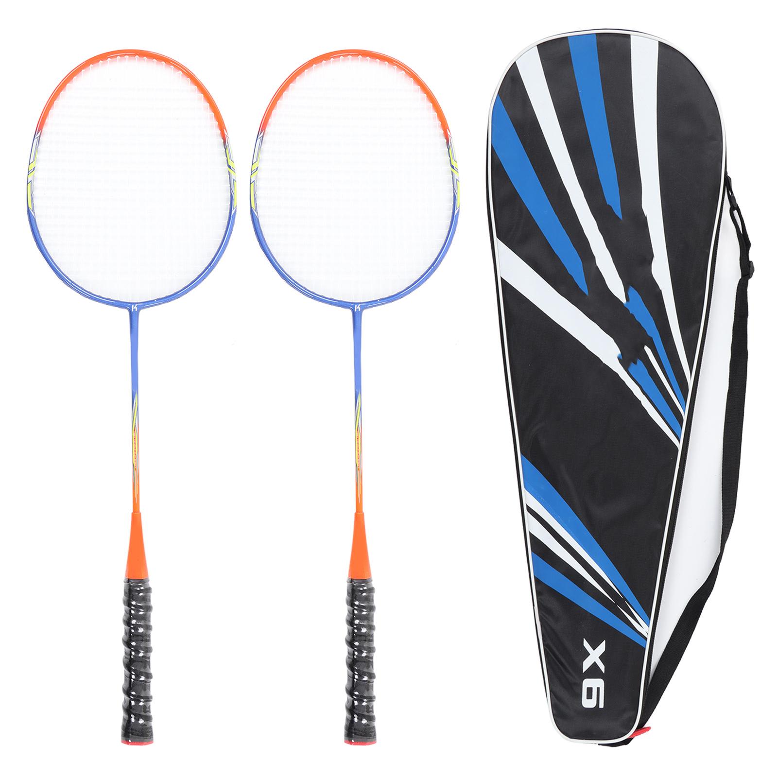 COSYHOME 2 Pcs Badminton Racket Ferroalloy One Piece Skidproof Handle Orange Badminton Racquets Set for