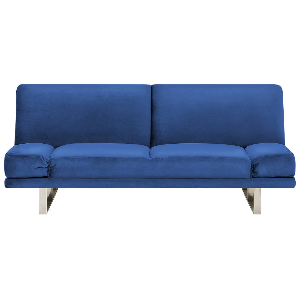 Beliani Sofa Bed York Navy Blue Velvet