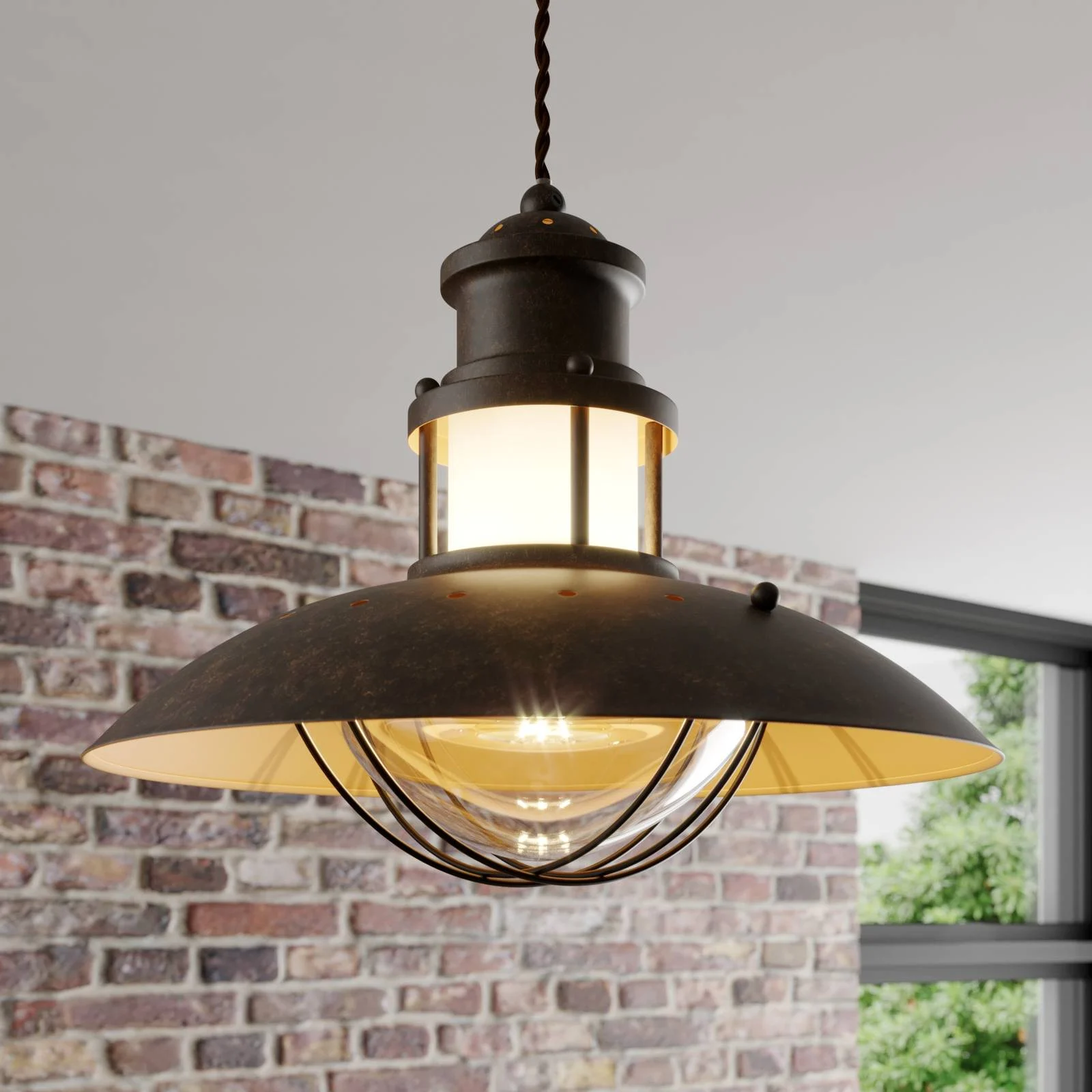 Lampenwelt.com Rustic Louisanne pendant lamp in brown