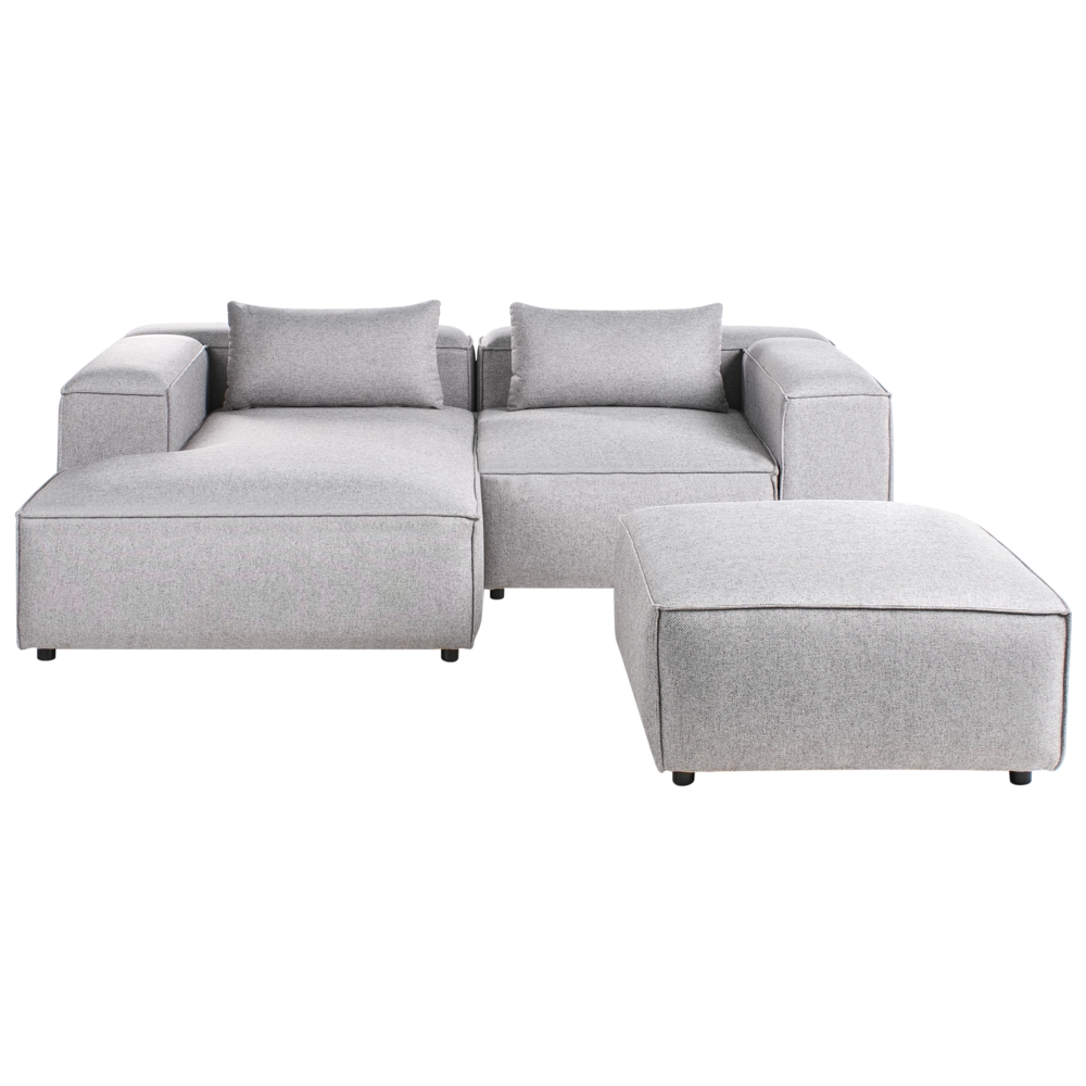 Beliani Modular Corner Sofa 3 Seater Brande Grey Right Hand