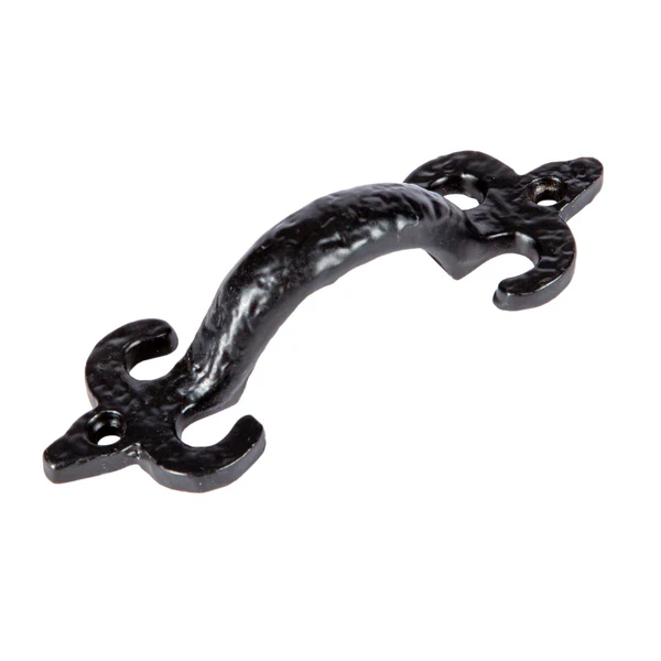 105mm Black Antique Fleur De Lis Door Handle | By Hammer & Tongs