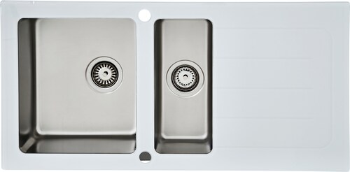 Respekta New York Insert Kitchen Sink 1.5 Bowl Inset Kitchen Sink black,gray,white