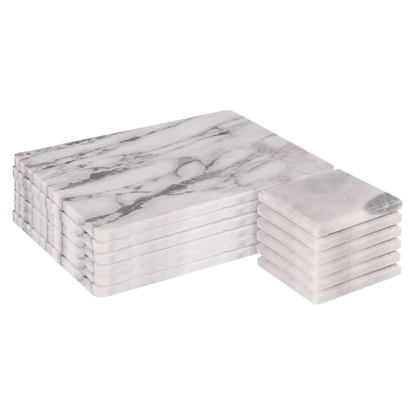 12pc Marble Placemats & Square Coasters Set