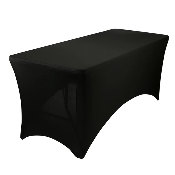 Harbour Housewares Rectangular Spandex Fitted Tablecloth - 6Ft (180Cm) - Black - 1X Elasticated Stretchy Table Cloth Cover