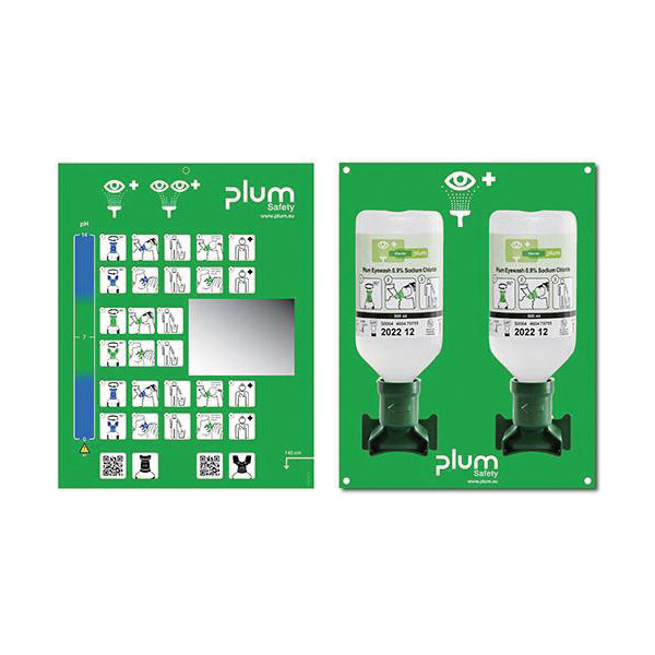 B-SAFETY GmbH Emergency Wall Box With Eye Wash Bottles 2 X 500 Ml 0.9% Naci Ster