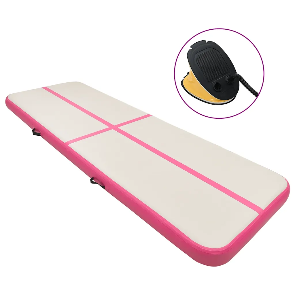 VidaXL Inflatable Gymnastics Mat with Pump 400x100x15 cm PVC Pink