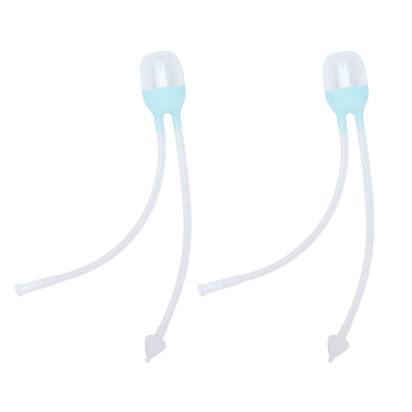 2pcs Infant Nasal Aspirator Soft Silicone Baby Snot Cleaning Nasal Sucker Nose Care ToolsBlue