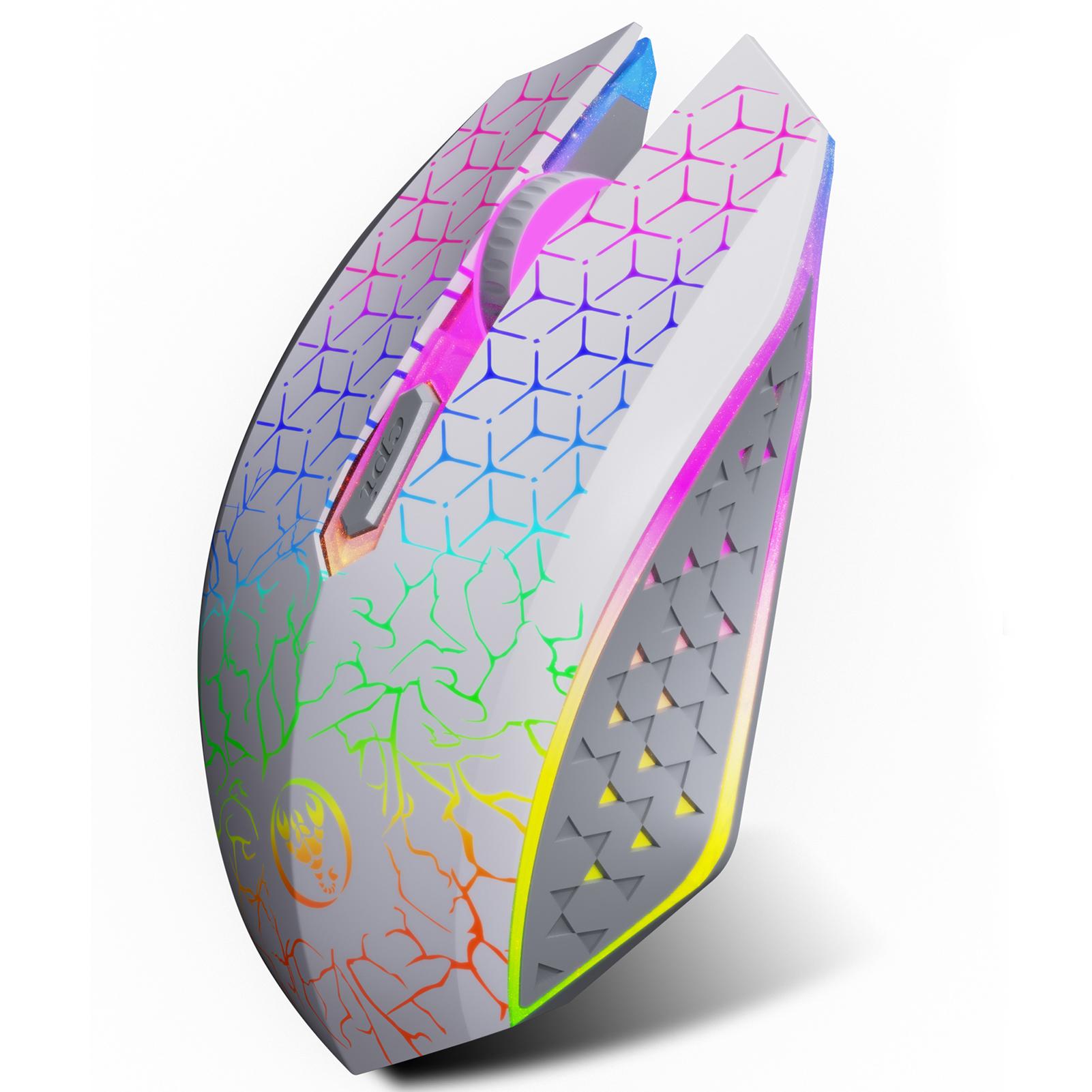 HXSJ Dual-Mode Wireless Mice 2.4G+BT5.2 Quiet Computer Mice with 7 Color Backlight Portable USB Cordless