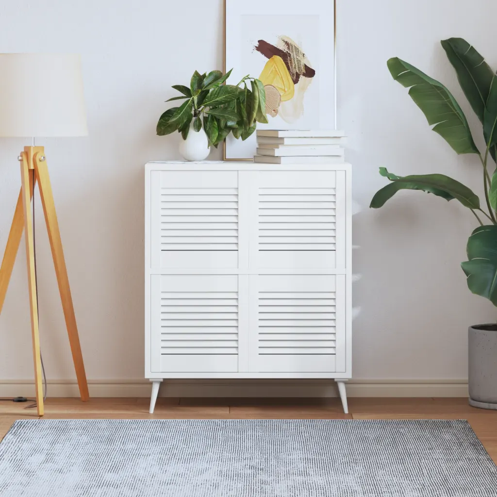 VidaXL Louvred Doors 4 pcs Solid Pine Wood White 39.5x39.4 cm