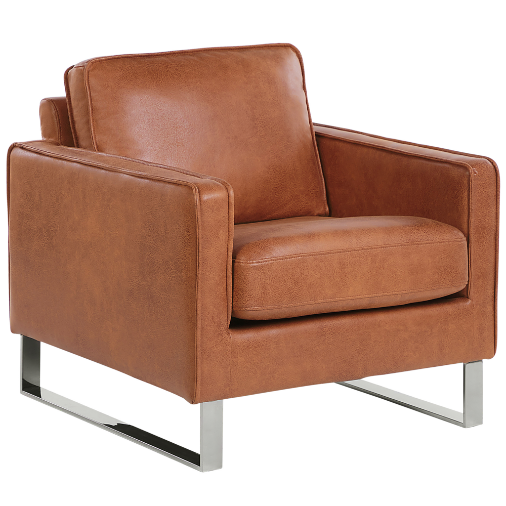 Beliani Armchair Vind Faux Leather Golden Brown
