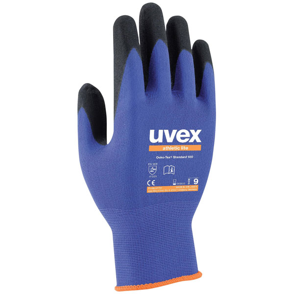 Uvex 6002706 athletic lite work gloves size 6 EN 388 ergonomic fit