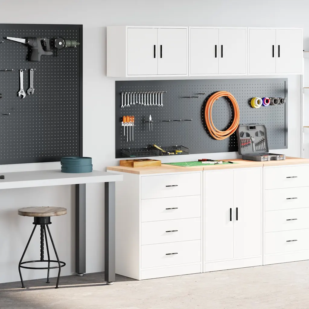 VidaXL Garage Cabinets 2 pcs White Engineered Wood cabinet tool cabinet