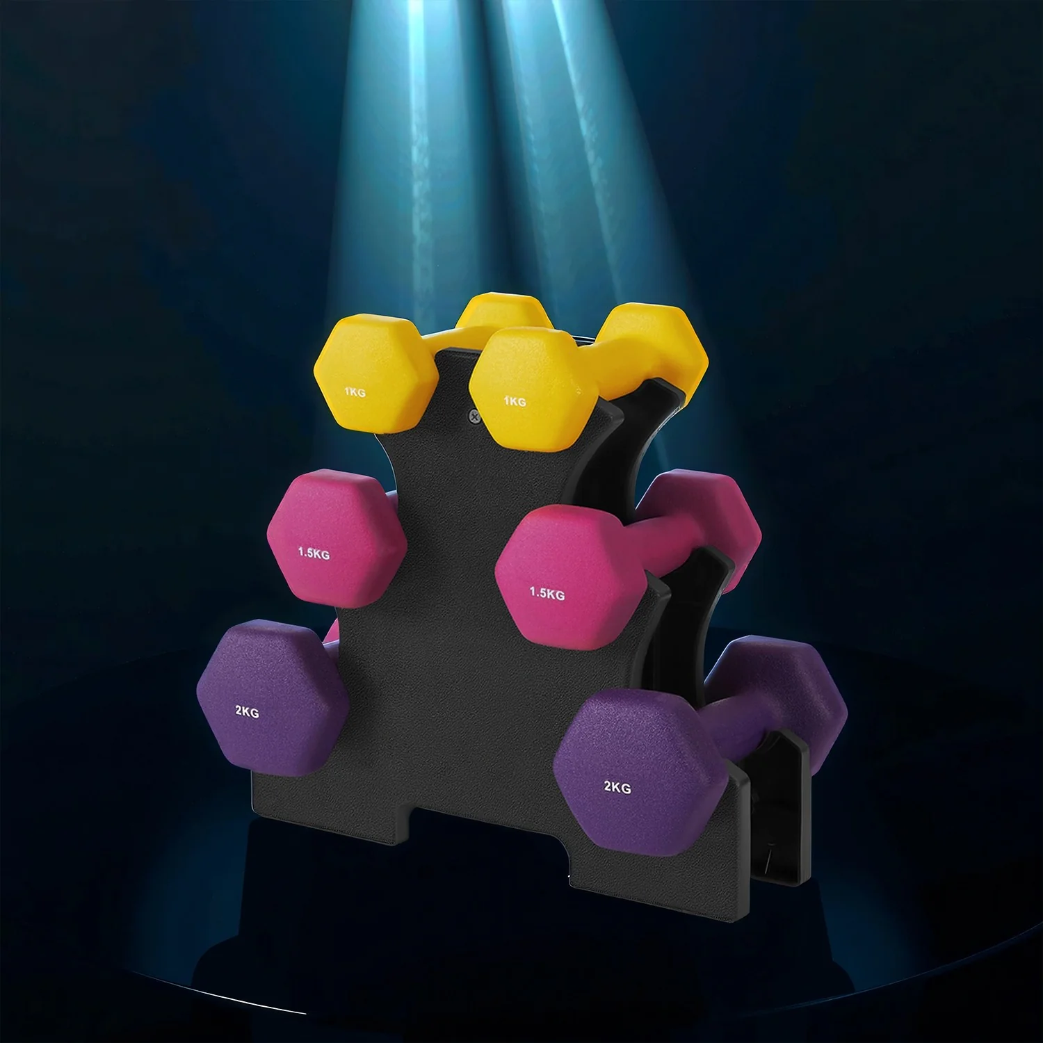 SONGMICS Hex Neoprene Dumbbells Set with Stand