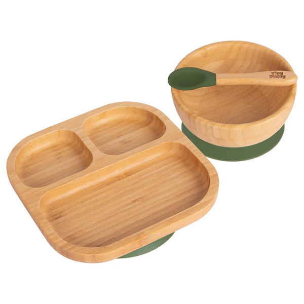 3pc Divided Bamboo Baby Weaning Set