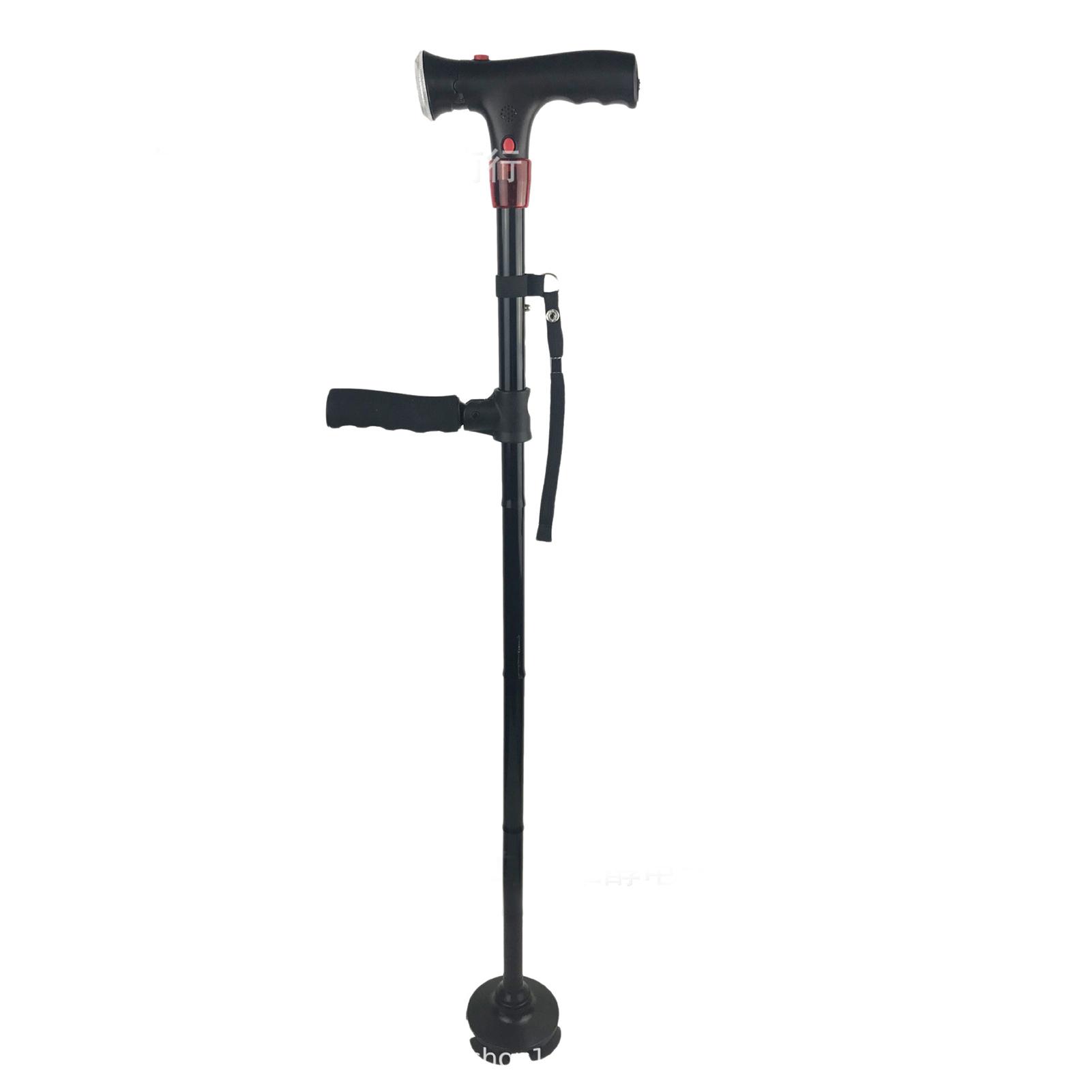 GoolRC double Handle Cane with Alarm LED Light Adjustable Crutch Elderly Walking Stick for Outdoor Color