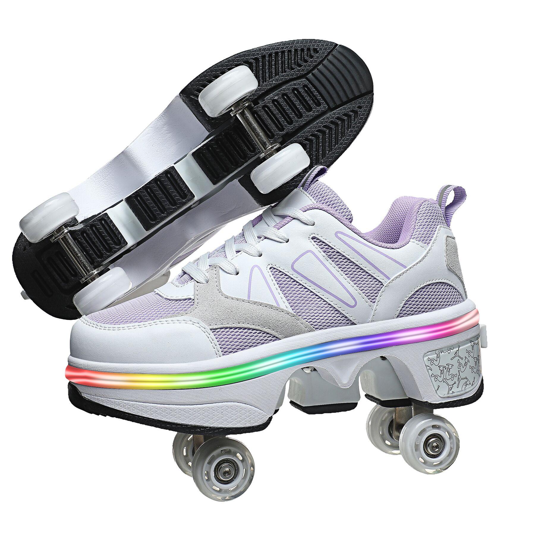 Angel Ting Runaway Shoes Children's Roller Skates Four-wheel Skates One-click Skating Roller Skates Double Row Deformation Shoes 33