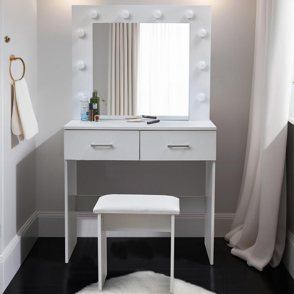 Vanity Dressing Table & Stool - White