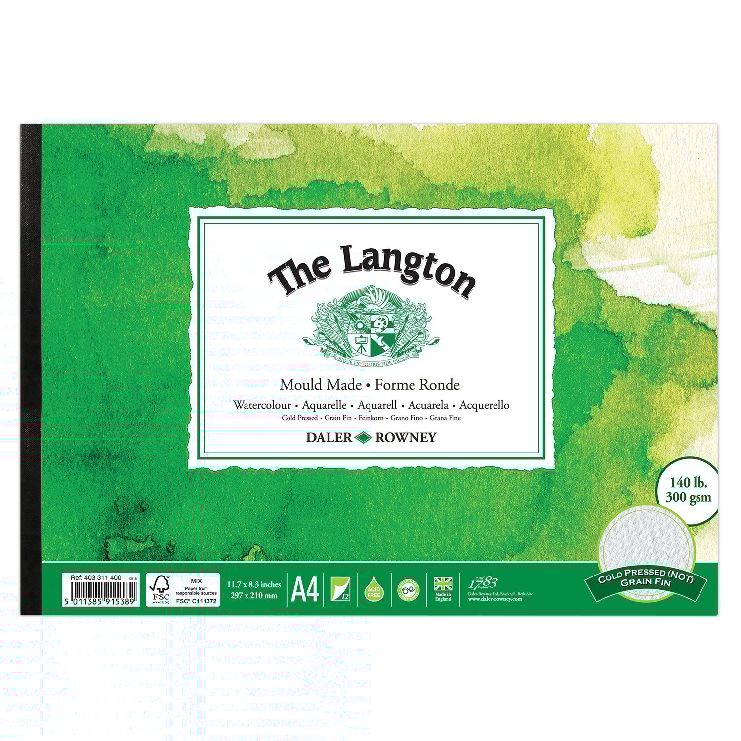 Daler-Rowney Langton A4 Watercolour Pad 300gsm 12 White Sheets