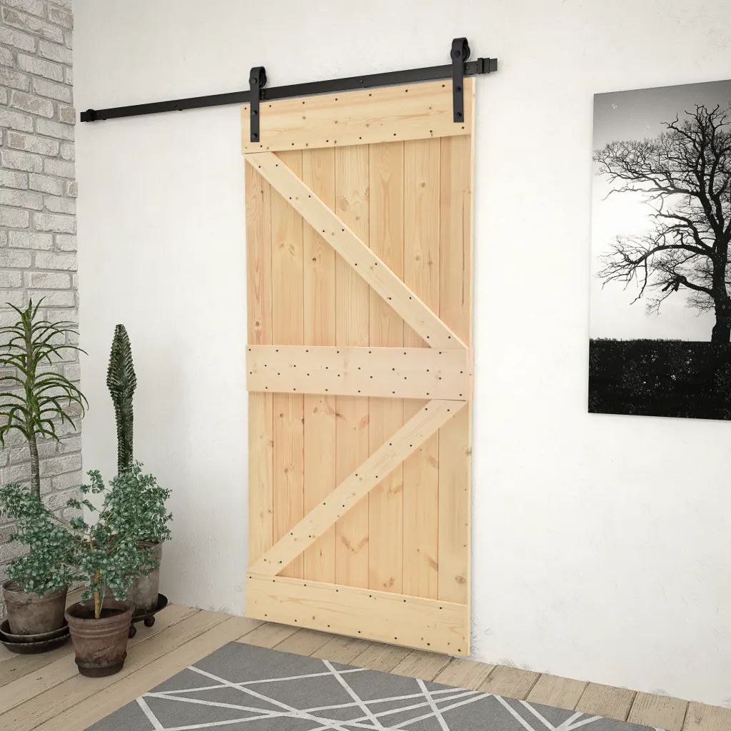 VidaXL Sliding Door with Hardware Set 80x210 cm Solid Pine Wood