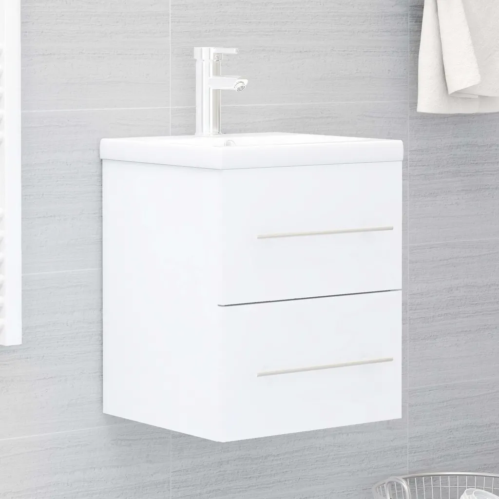VidaXL Sink Cabinet with Built-in Basin White Chipboard