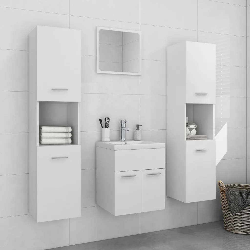 VidaXL Bathroom Furniture Set White Chipboard