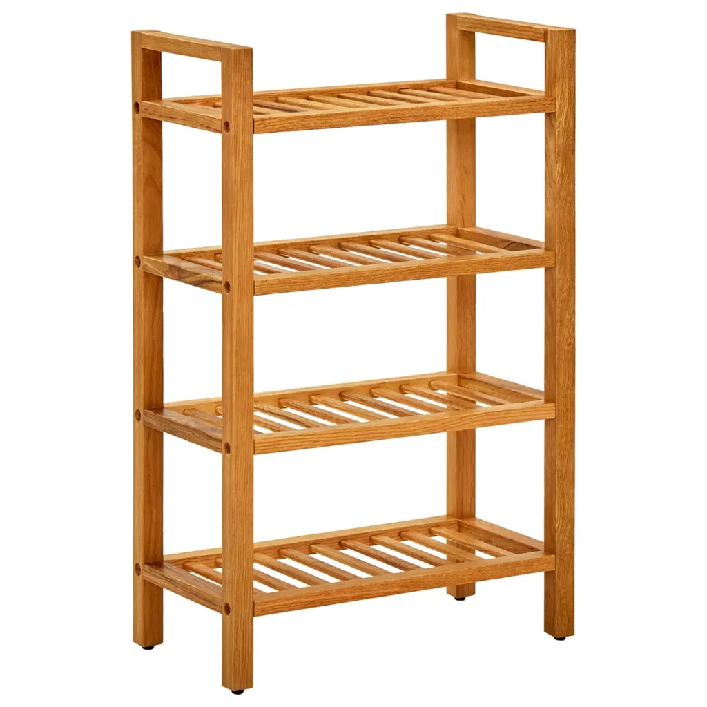 VidaXL Shoe Rack with 4 Shelves 50x27x80 cm Solid Oak Wood
