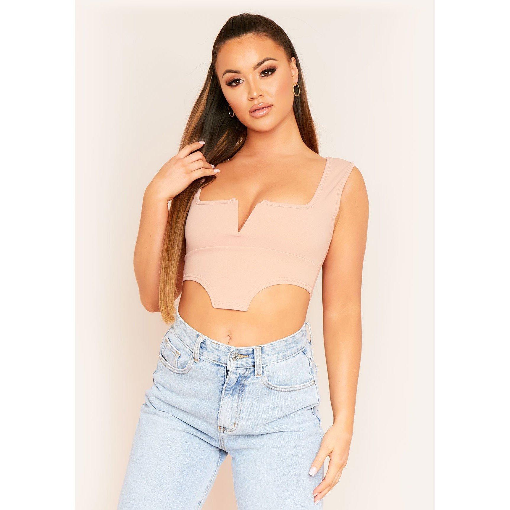 Missy Empire V Bar Square Neck Corset Crop Top