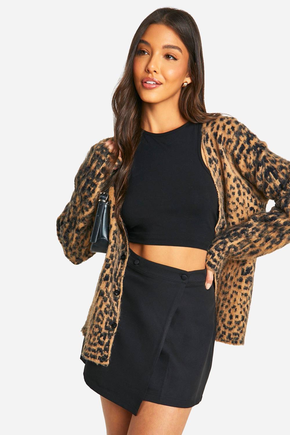 Boohoo Wrap Over Tailored Mini Skirt