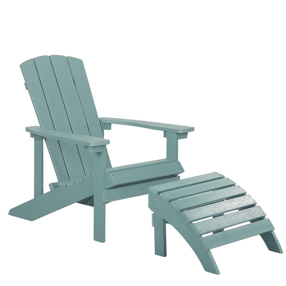 Beliani Garden Chair Adirondack With Footstool Turquoise